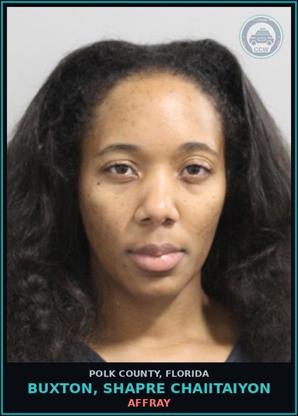 CCW arrest card for BUXTON, SHAPRE CHAIITAIYON in Polk County: Affray