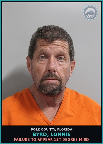 CCW arrest card for BYRD, LONNIE in Polk County: FAILURE TO APPEAR 1st Degree Misd