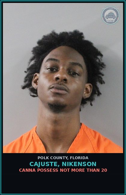 CCW arrest card for CAJUSTE, NIKENSON in Polk County: Canna POSSESS Not More Than 20