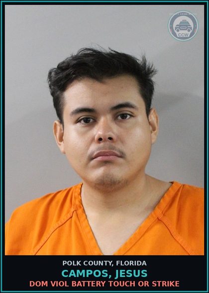 CCW arrest card for CAMPOS, JESUS in Polk County: Dom Viol Battery Touch or Strike