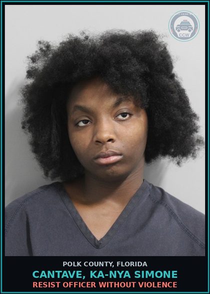 CCW arrest card for CANTAVE, KA-NYA SIMONE in Polk County: Resist Officer without Violence