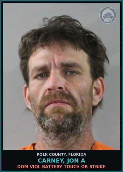 CCW arrest card for CARNEY, JON A in Polk County: Resist Officer without Violence