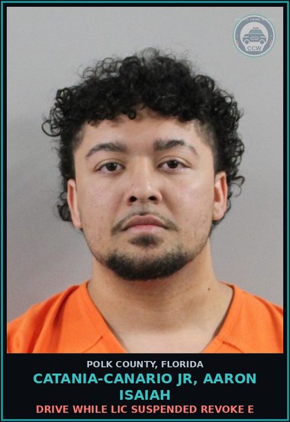 CCW arrest card for CATANIA-CANARIO JR, AARON ISAIAH in Polk County: Drive While Lic Suspended Revoke E
