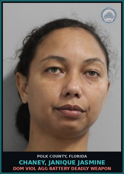 CCW arrest card for CHANEY, JANIQUE JASMINE in Polk County: Dom Viol Agg Battery Deadly Weapon