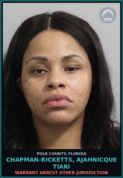 CCW arrest card for CHAPMAN-RICKETTS, AJAHNICQUE TIARI in Polk County: Warrant Arrest Other Jurisdiction