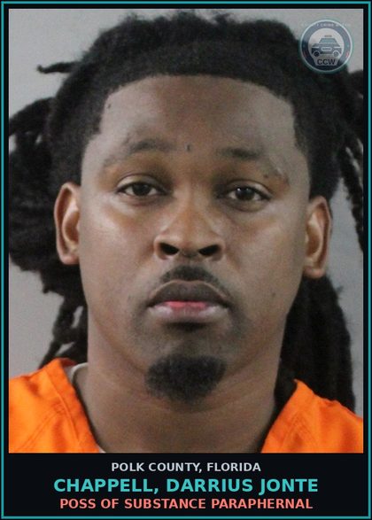 CCW arrest card for CHAPPELL, DARRIUS JONTE in Polk County: POSS OF DRUG PARAPHERNAL
