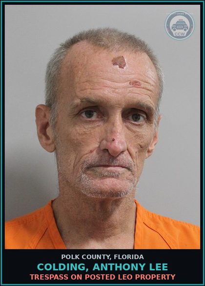 CCW arrest card for COLDING, ANTHONY LEE in Polk County: Trespass on Posted LEO Property