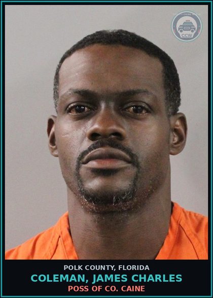 CCW arrest card for COLEMAN, JAMES CHARLES in Polk County: Poss. Use Narcotic Paraphernalia