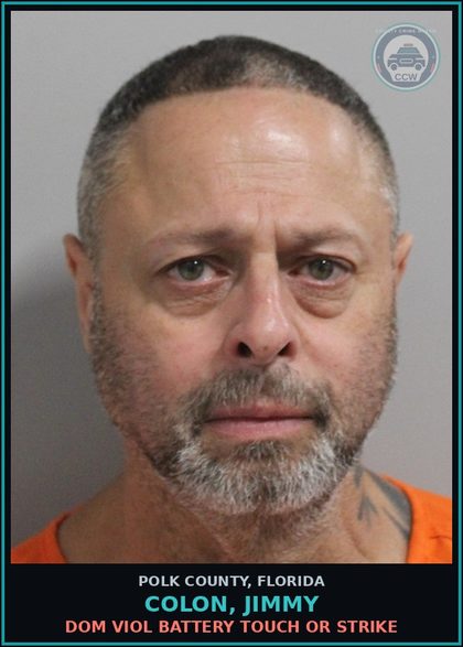 CCW arrest card for COLON, JIMMY in Polk County: Dom Viol Battery Touch or Strike