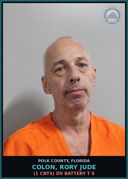 CCW arrest card for COLON, RORY JUDE in Polk County: (1 cnts) DV BATTERY T S