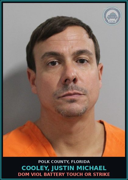 CCW arrest card for COOLEY, JUSTIN MICHAEL in Polk County: Dom Viol Battery Touch or Strike