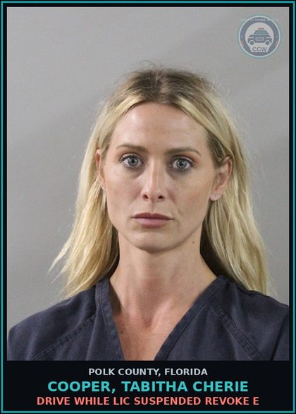 CCW arrest card for COOPER, TABITHA CHERIE in Polk County: Drive While Lic Suspended Revoke E