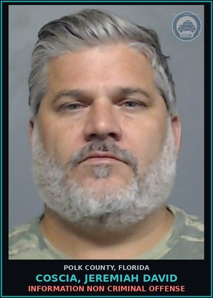 CCW arrest card for COSCIA, JEREMIAH DAVID in Polk County: Information Non Criminal Offense