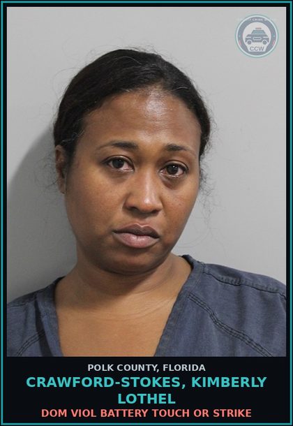 CCW arrest card for CRAWFORD-STOKES, KIMBERLY LOTHEL in Polk County: Resist Officer w o Viol.