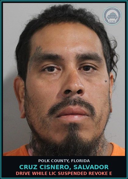 CCW arrest card for CRUZ CISNERO, SALVADOR in Polk County: Drive While Lic Suspended Revoke E