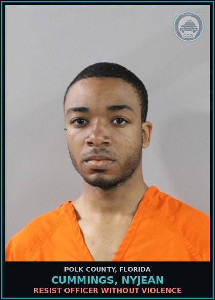CCW arrest card for CUMMINGS, NYJEAN in Polk County: Resist Officer without Violence