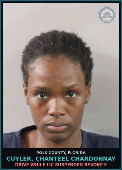 CCW arrest card for CUYLER, CHANTEEL CHARDONNAY in Polk County: Drive While Lic Suspended Revoke E