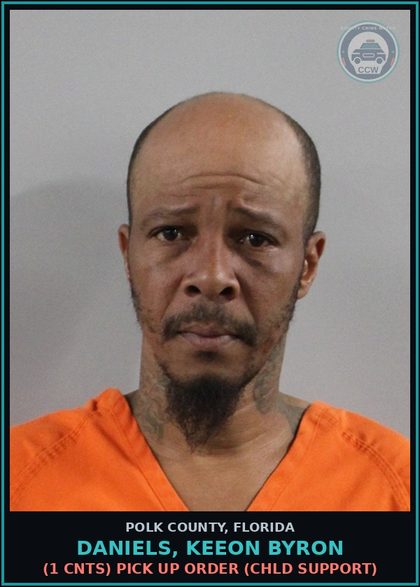 CCW arrest card for DANIELS, KEEON BYRON in Polk County: (1 cnts) PICK UP ORDER (chld SUPPORT)