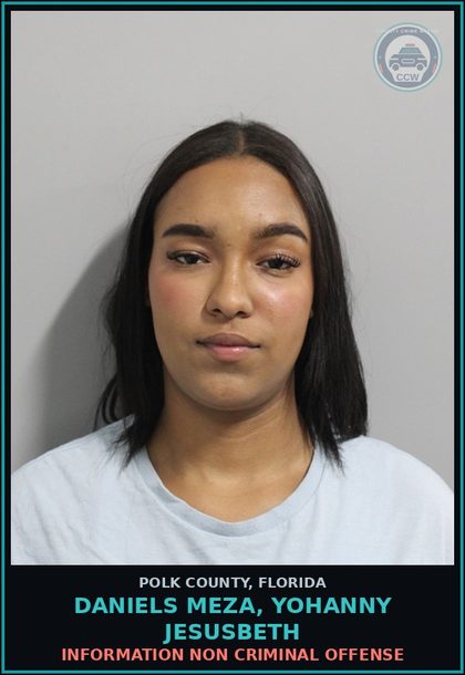 CCW arrest card for DANIELS MEZA, YOHANNY JESUSBETH in Polk County: Information Non Criminal Offense