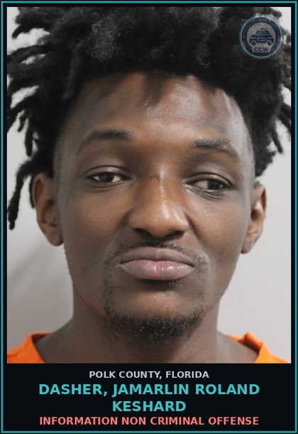CCW arrest card for DASHER, JAMARLIN ROLAND KESHARD in Polk County: Information Non Criminal Offense