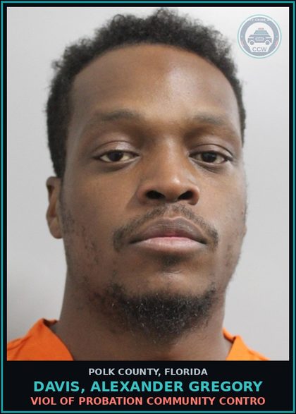 CCW arrest card for DAVIS, ALEXANDER GREGORY in Polk County: Viol of Probation Community Contro