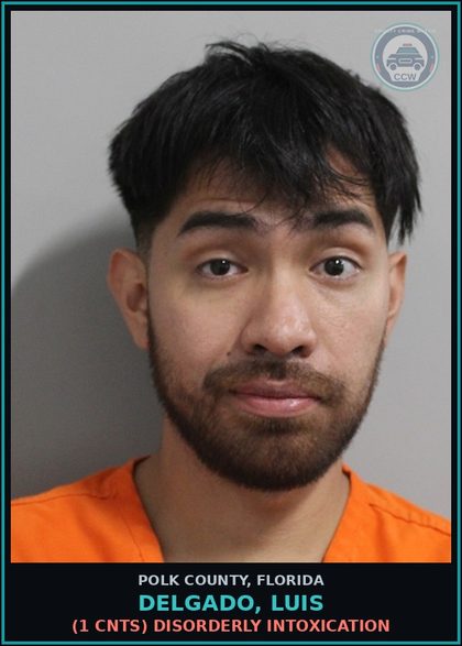 CCW arrest card for DELGADO, LUIS in Polk County: (1 cnts) DISORDERLY INTOXICATION