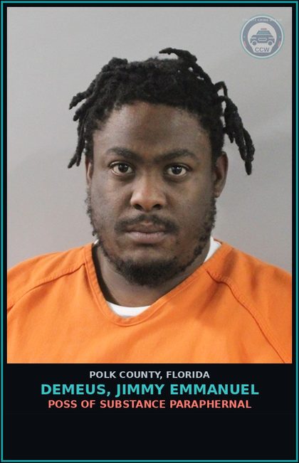 CCW arrest card for DEMEUS, JIMMY EMMANUEL in Polk County: Canna POSSESS Not More Than 20