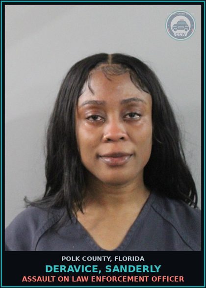 CCW arrest card for DERAVICE, SANDERLY in Polk County: Assault on Law Enforcement Officer
