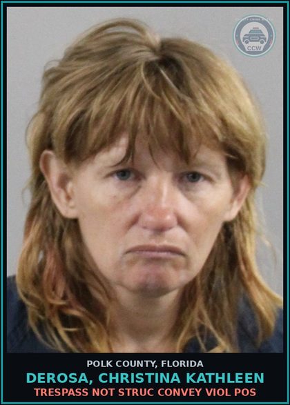 CCW arrest card for DEROSA, CHRISTINA KATHLEEN in Polk County: Trespass Not Struc Convey Viol Pos