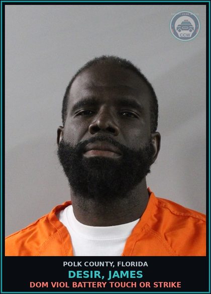 CCW arrest card for DESIR, JAMES in Polk County: Dom Viol Battery Touch or Strike