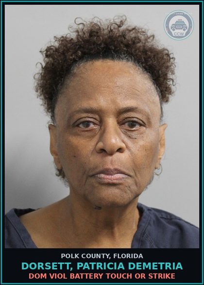 CCW arrest card for DORSETT, PATRICIA DEMETRIA in Polk County: Dom Viol Battery Touch or Strike
