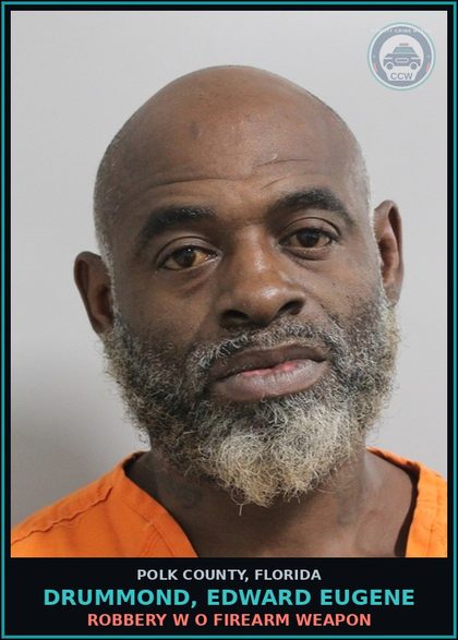 CCW arrest card for DRUMMOND, EDWARD EUGENE in Polk County: Robbery w o Firearm Weapon