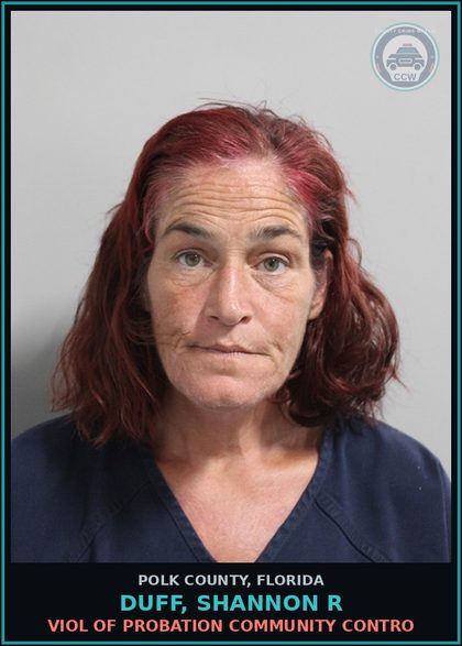 CCW arrest card for DUFF, SHANNON R in Polk County: Viol of Probation Community Contro