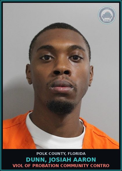 CCW arrest card for DUNN, JOSIAH AARON in Polk County: Viol of Probation Community Contro