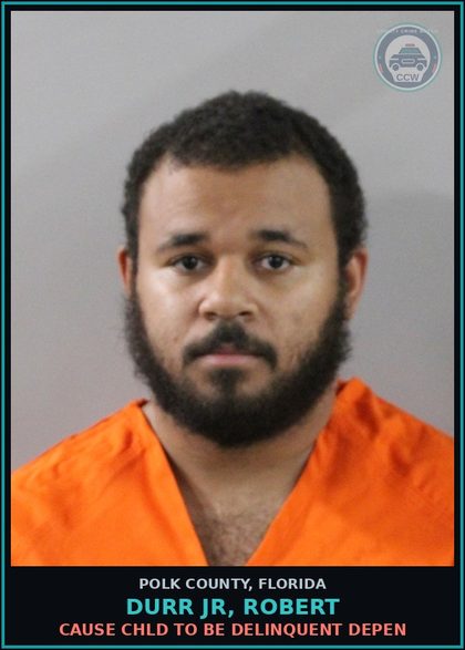CCW arrest card for DURR JR, ROBERT in Polk County: Cause chld to be Delinquent Depen