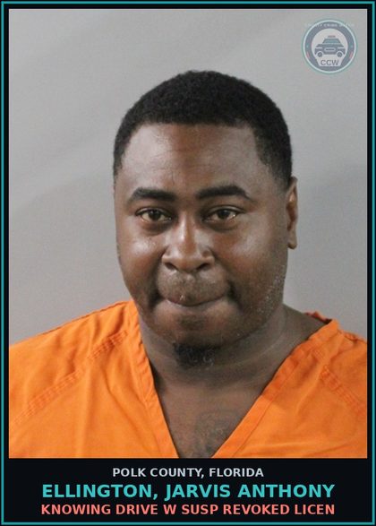 CCW arrest card for ELLINGTON, JARVIS ANTHONY in Polk County: Knowing Drive w Susp Revoked Licen