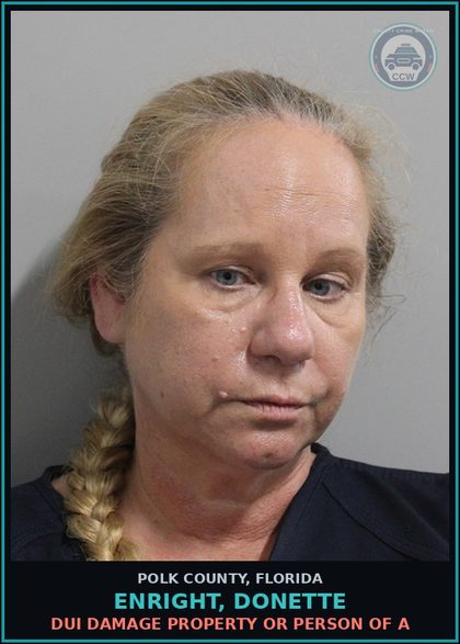 CCW arrest card for ENRIGHT, DONETTE in Polk County: DUI Damage Property or Person of A