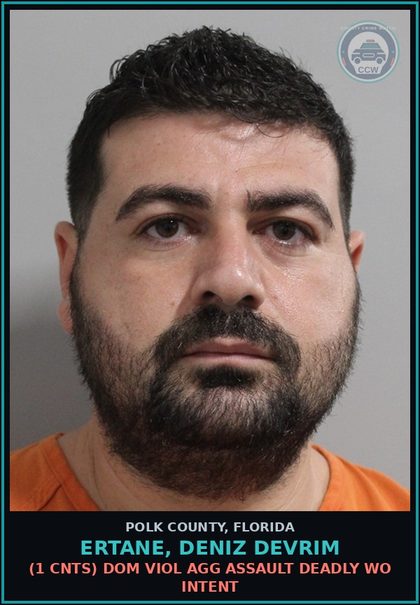CCW arrest card for ERTANE, DENIZ DEVRIM in Polk County: (1 cnts) DOM VIOL AGG ASSAULT DEADLY WO INTENT