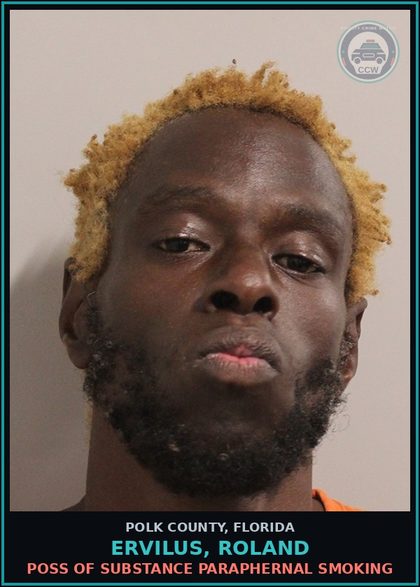 CCW arrest card for ERVILUS, ROLAND in Polk County: POSS OF DRUG PARAPHERNAL SMOKING