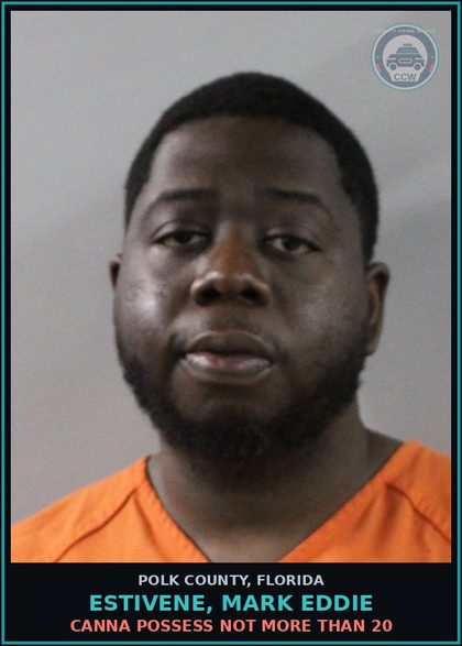 CCW arrest card for ESTIVENE, MARK EDDIE in Polk County: Canna POSSESS Not More Than 20