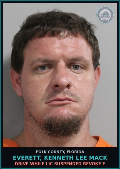 CCW arrest card for EVERETT, KENNETH LEE MACK in Polk County: Drive While Lic Suspended Revoke E