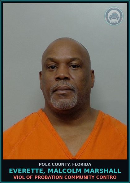 CCW arrest card for EVERETTE, MALCOLM MARSHALL in Polk County: Viol of Probation Community Contro