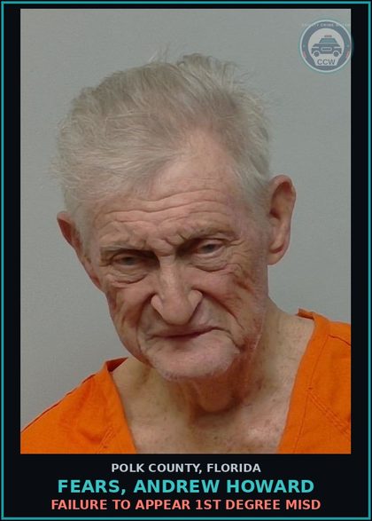 CCW arrest card for FEARS, ANDREW HOWARD in Polk County: FAILURE TO APPEAR 1st Degree Misd