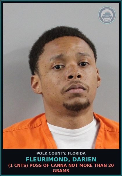 CCW arrest card for FLEURIMOND, DARIEN in Polk County: (1 cnts) POSS OF Canna NOT MORE THAN 20 GRAMS
