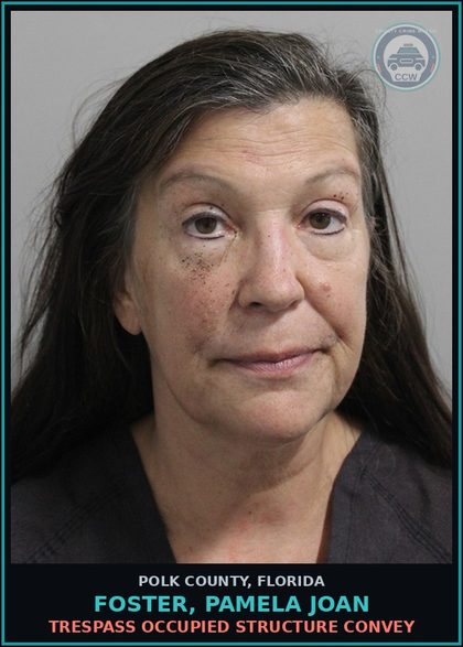 CCW arrest card for FOSTER, PAMELA JOAN in Polk County: Trespass Occupied Structure Convey
