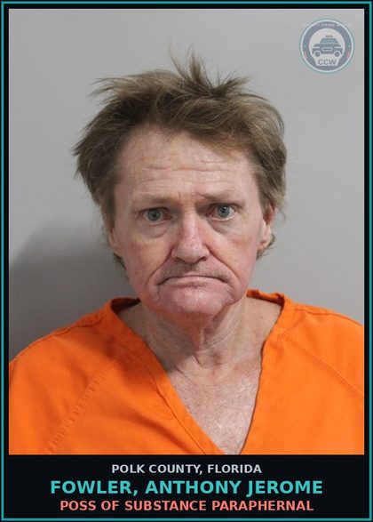 CCW arrest card for FOWLER, ANTHONY JEROME in Polk County: POSS OF DRUG PARAPHERNAL