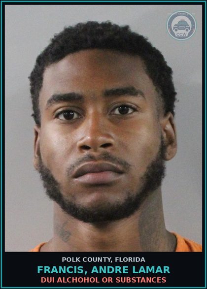 CCW arrest card for FRANCIS, ANDRE LAMAR in Polk County: POSSESSION OF Canna