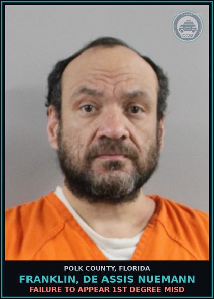 CCW arrest card for FRANKLIN, DE ASSIS NUEMANN in Polk County: FAILURE TO APPEAR 1st Degree Misd