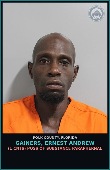 CCW arrest card for GAINERS, ERNEST ANDREW in Polk County: (1 cnts) POSS OF DRUG PARAPHERNAL