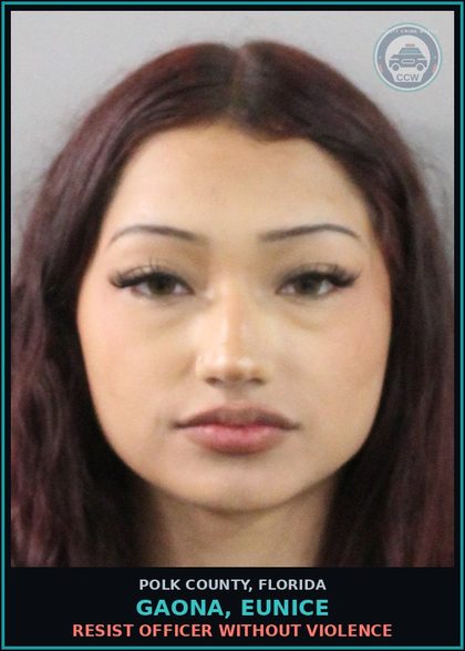 CCW arrest card for GAONA, EUNICE in Polk County: Resist Officer without Violence